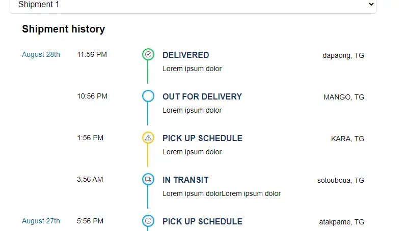 Interface utilisateur d'expédition